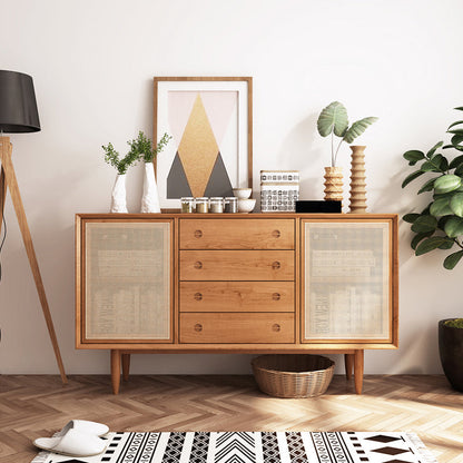 Modern de 4 cajones aparar en pino soporte de buffet de madera maciza para sala de estar