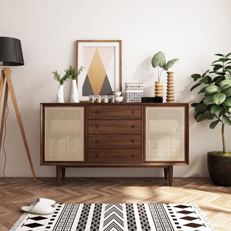 Modern de 4 cajones aparar en pino soporte de buffet de madera maciza para sala de estar