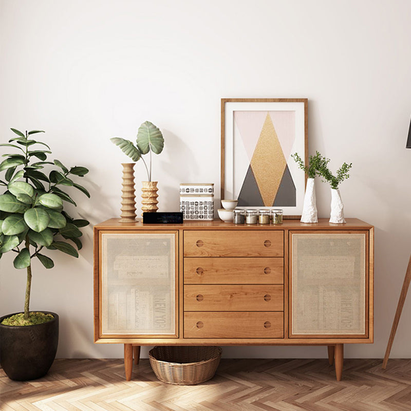 Modern de 4 cajones aparar en pino soporte de buffet de madera maciza para sala de estar