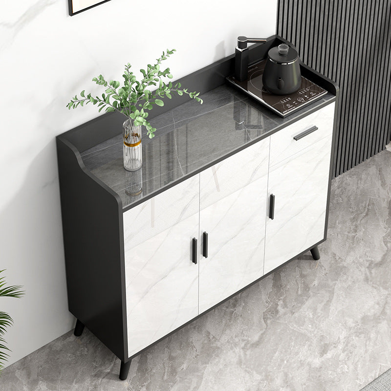 Sideboard di pietra grigia lucida Glam a buffet interno con armadi