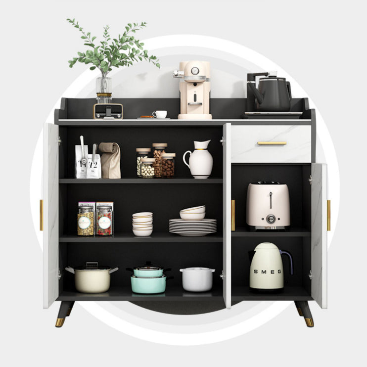 Sideboard di pietra grigia lucida Glam a buffet interno con armadi