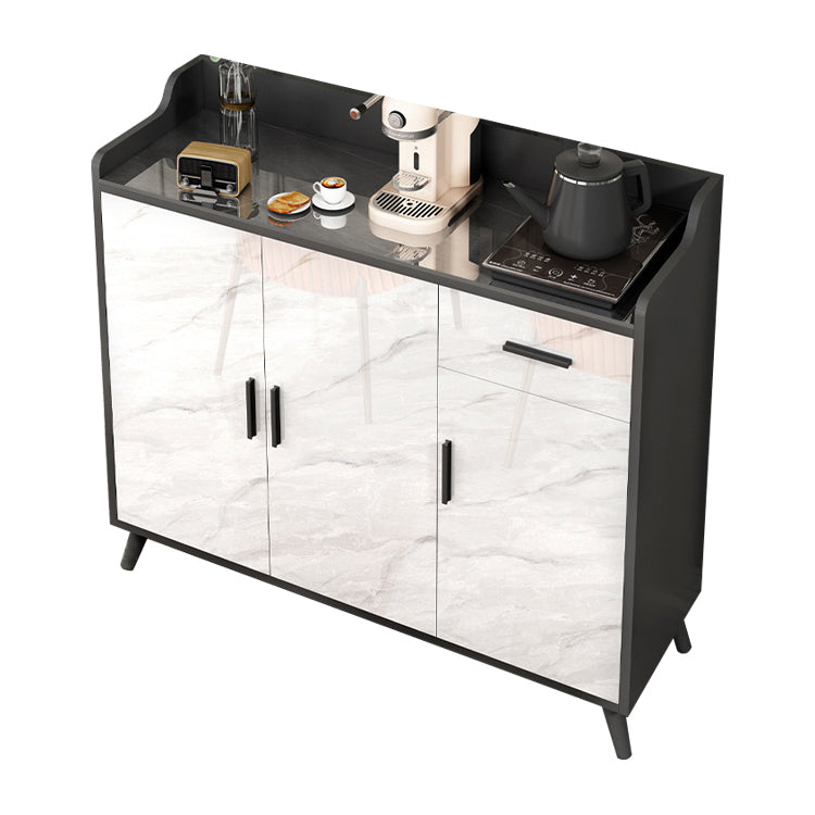 Sideboard di pietra grigia lucida Glam a buffet interno con armadi
