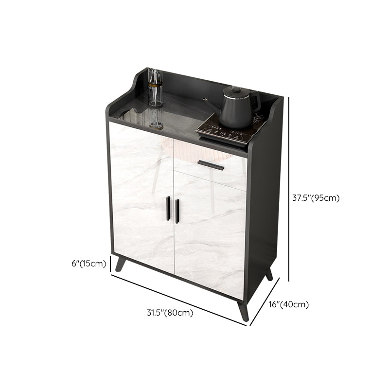 Sideboard di pietra grigia lucida Glam a buffet interno con armadi