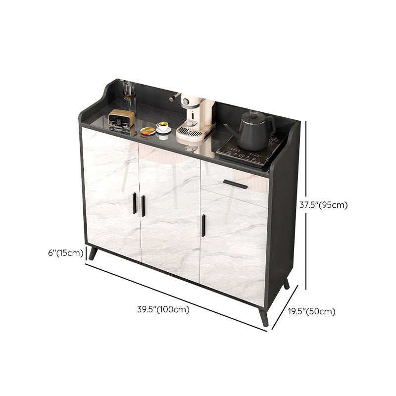 Sideboard di pietra grigia lucida Glam a buffet interno con armadi