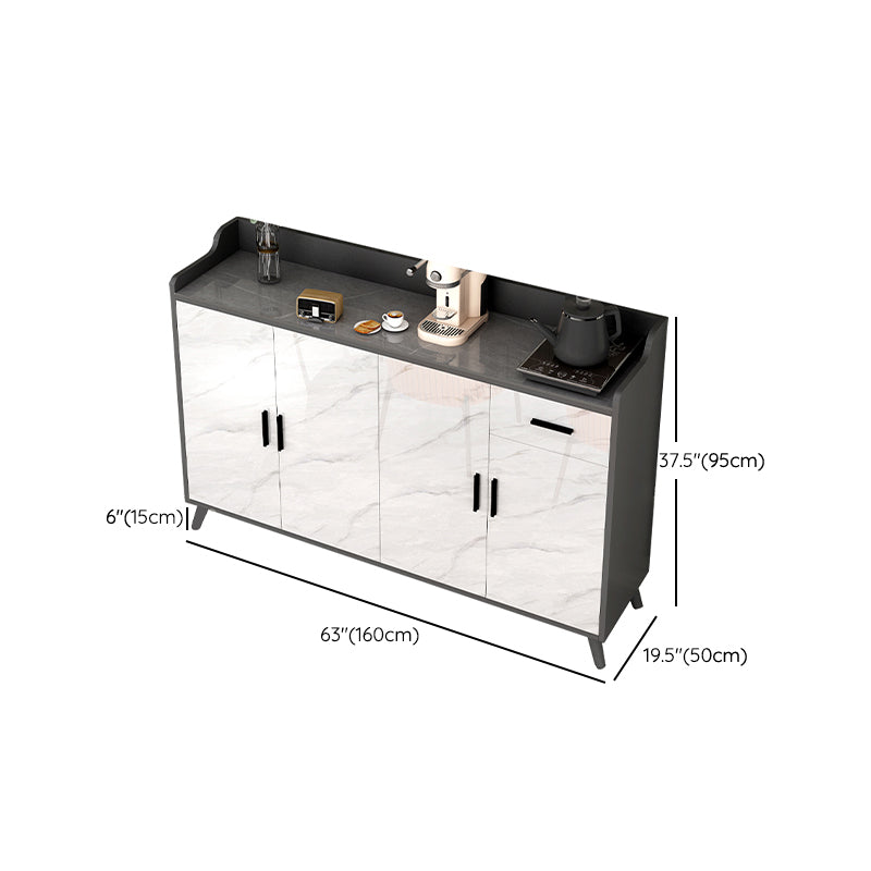 Sideboard di pietra grigia lucida Glam a buffet interno con armadi