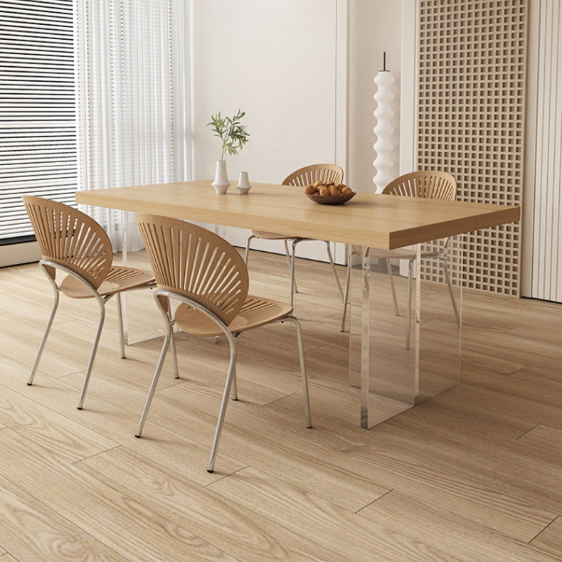 Contemporary Solid Wood Furniture 1/4/5 Pcs Dining Room Table Set in Natural