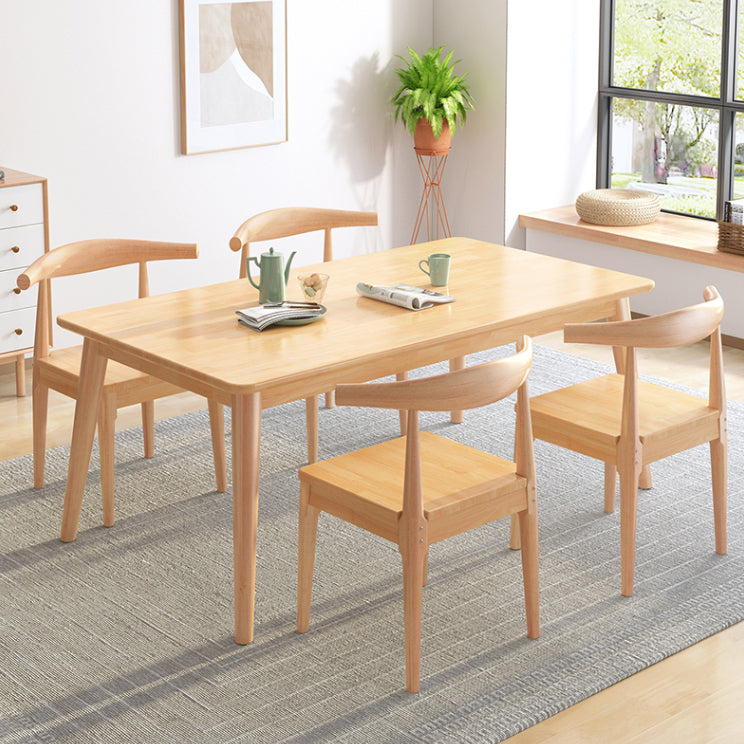 Rubber Wood Solid Wood Dining Table Set 1/2/5/7 Pieces Dining Set for Kitchen