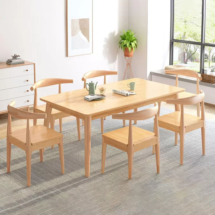 Rubber Wood Solid Wood Dining Table Set 1/2/5/7 Pieces Dining Set for Kitchen