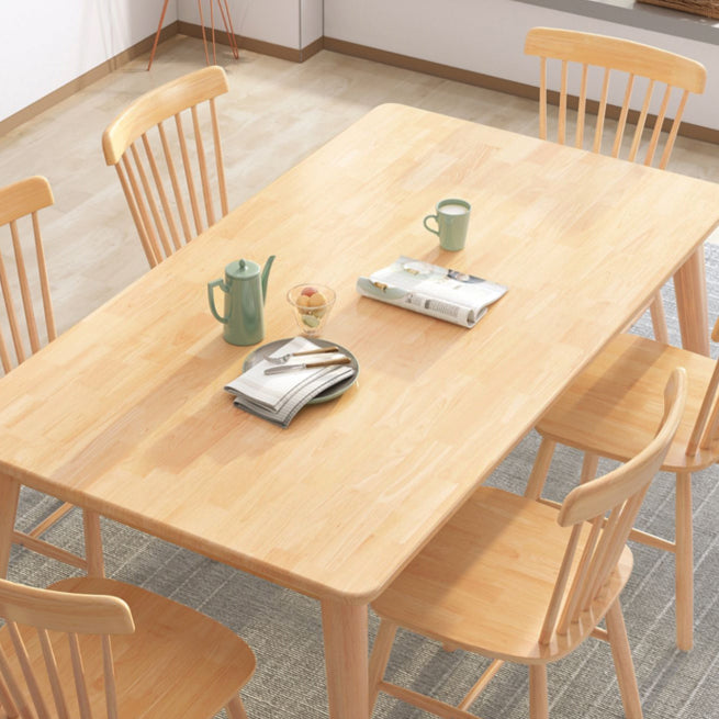 Rubber Wood Solid Wood Dining Table Set 1/2/5/7 Pieces Dining Set for Kitchen