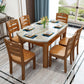 Modern Stone Round Dining Table Rubber Wood Legs for Dining Room Brown Without Chairs Clearhalo 'Dining Tables & Seating' 'Dining Tables' 'dining_table' 'furn' 'furn_dining_table' 'Furniture' 'Kitchen & Dining Furniture' 7266364