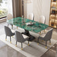 Mesa de comedor de piedra y metal Mesa de comedor rectangular moderna