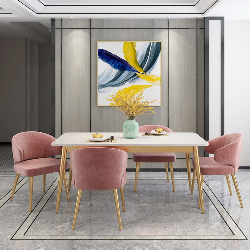 Glam Stone Rectangle Dining Table Metal Legs for Dining Room Clearhalo 'Dining Tables & Seating' 'Dining Tables' 'dining_table' 'furn' 'furn_dining_table' 'Furniture' 'Kitchen & Dining Furniture' 7266437