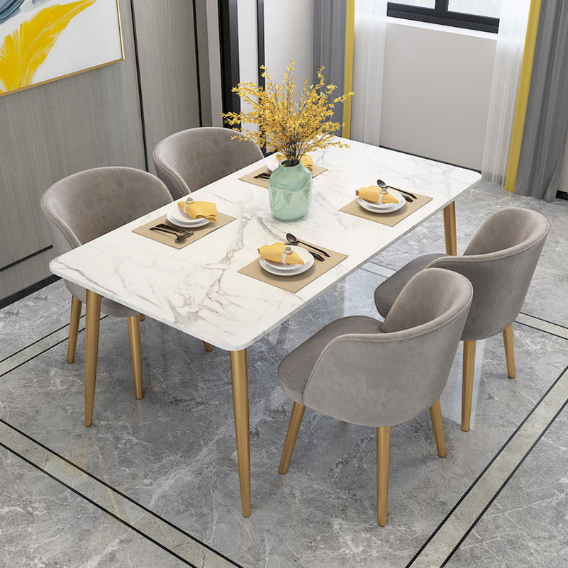 Glam Stone Rectangle Dining Table Metal Legs for Dining Room Clearhalo 'Dining Tables & Seating' 'Dining Tables' 'dining_table' 'furn' 'furn_dining_table' 'Furniture' 'Kitchen & Dining Furniture' 7266440