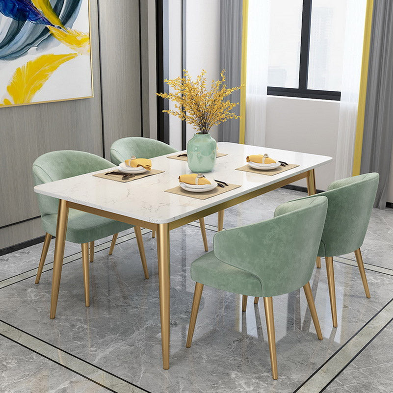 Glam Stone Rectangle Dining Table Metal Legs for Dining Room Clearhalo 'Dining Tables & Seating' 'Dining Tables' 'dining_table' 'furn' 'furn_dining_table' 'Furniture' 'Kitchen & Dining Furniture' 7266441