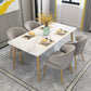 Glam Stone Rectangle Dining Table Metal Legs for Dining Room Clearhalo 'Dining Tables & Seating' 'Dining Tables' 'dining_table' 'furn' 'furn_dining_table' 'Furniture' 'Kitchen & Dining Furniture' 7266442