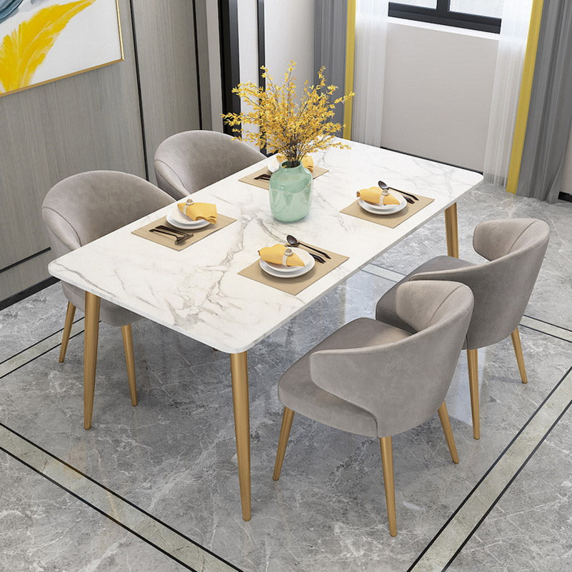 Glam Stone Rectangle Dining Table Metal Legs for Dining Room Clearhalo 'Dining Tables & Seating' 'Dining Tables' 'dining_table' 'furn' 'furn_dining_table' 'Furniture' 'Kitchen & Dining Furniture' 7266442