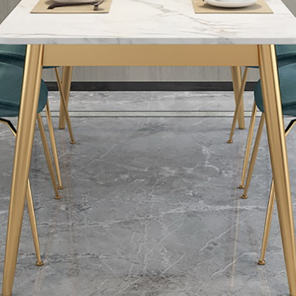 Glam Stone Rectangle Dining Table Metal Legs for Dining Room Clearhalo 'Dining Tables & Seating' 'Dining Tables' 'dining_table' 'furn' 'furn_dining_table' 'Furniture' 'Kitchen & Dining Furniture' 7266445