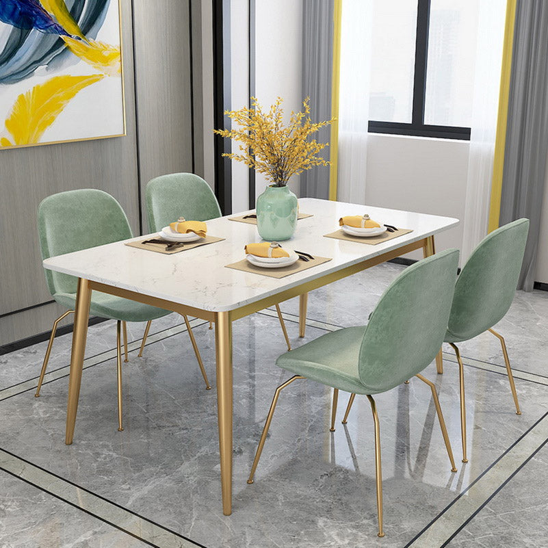 Glam Stone Rectangle Dining Table Metal Legs for Dining Room Clearhalo 'Dining Tables & Seating' 'Dining Tables' 'dining_table' 'furn' 'furn_dining_table' 'Furniture' 'Kitchen & Dining Furniture' 7266446