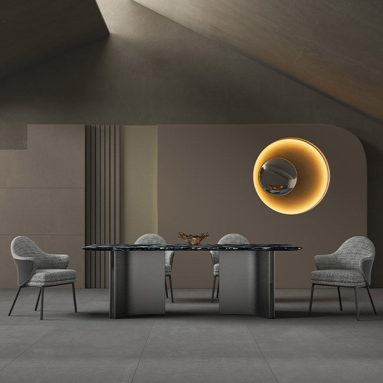 Modern Stone Rectangle Dining Table Stainless Steel Base for Dining Room Clearhalo 'Dining Tables & Seating' 'Dining Tables' 'dining_table' 'furn' 'furn_dining_table' 'Furniture' 'Kitchen & Dining Furniture' 7266470