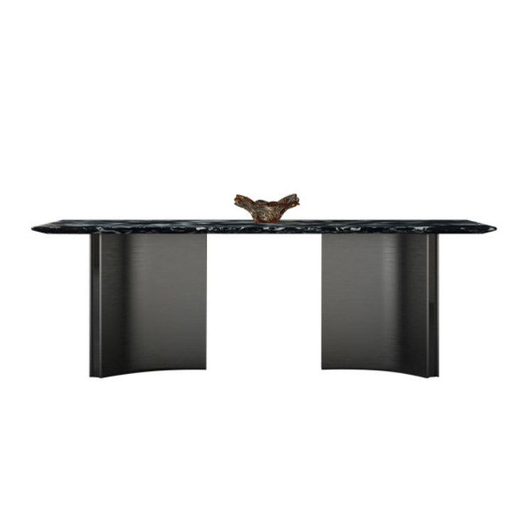 Modern Stone Rectangle Dining Table Stainless Steel Base for Dining Room Without Chairs Clearhalo 'Dining Tables & Seating' 'Dining Tables' 'dining_table' 'furn' 'furn_dining_table' 'Furniture' 'Kitchen & Dining Furniture' 7266471