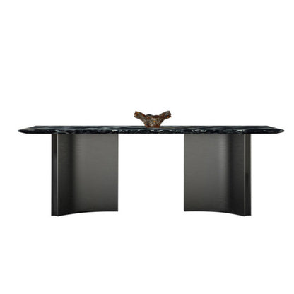 Modern Stone Rectangle Dining Table Stainless Steel Base for Dining Room Without Chairs Clearhalo 'Dining Tables & Seating' 'Dining Tables' 'dining_table' 'furn' 'furn_dining_table' 'Furniture' 'Kitchen & Dining Furniture' 7266471