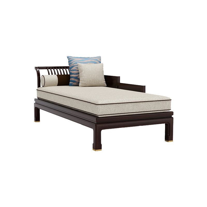 Farmhouse Wood Cushioned Chaise Lounge Ash and Walnut Left-Arm Floor Chair with Pillow Brown Clearhalo 'Chairs & Seating' 'Chaise Lounge' 'chaise_lounge' 'furn' 'furn_chaise_lounge' 'Furniture' 'Living Room Furniture' 7266738