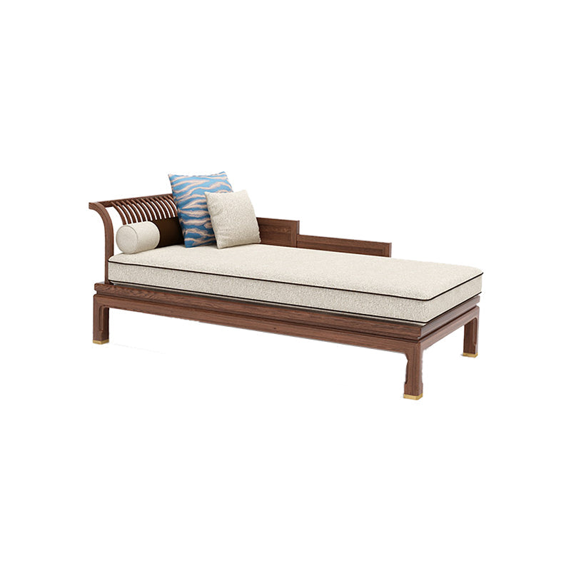 Farmhouse Wood Cushioned Chaise Lounge Ash and Walnut Left-Arm Floor Chair with Pillow Walnut Clearhalo 'Chairs & Seating' 'Chaise Lounge' 'chaise_lounge' 'furn' 'furn_chaise_lounge' 'Furniture' 'Living Room Furniture' 7266741