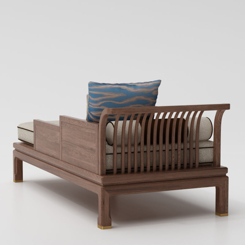 Farmhouse Wood Cushioned Chaise Lounge Ash and Walnut Left-Arm Floor Chair with Pillow Clearhalo 'Chairs & Seating' 'Chaise Lounge' 'chaise_lounge' 'furn' 'furn_chaise_lounge' 'Furniture' 'Living Room Furniture' 7266742