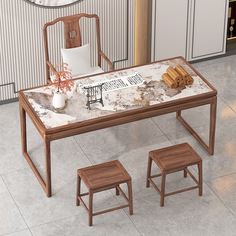 Modern Rectangular Shaped Office Table Stone Writing Desk in Gold/Green Clearhalo 'furn' 'furn_office_desk' 'Furniture' 'Office Desks' 'Office Furniture' 'office_desk' 7267006