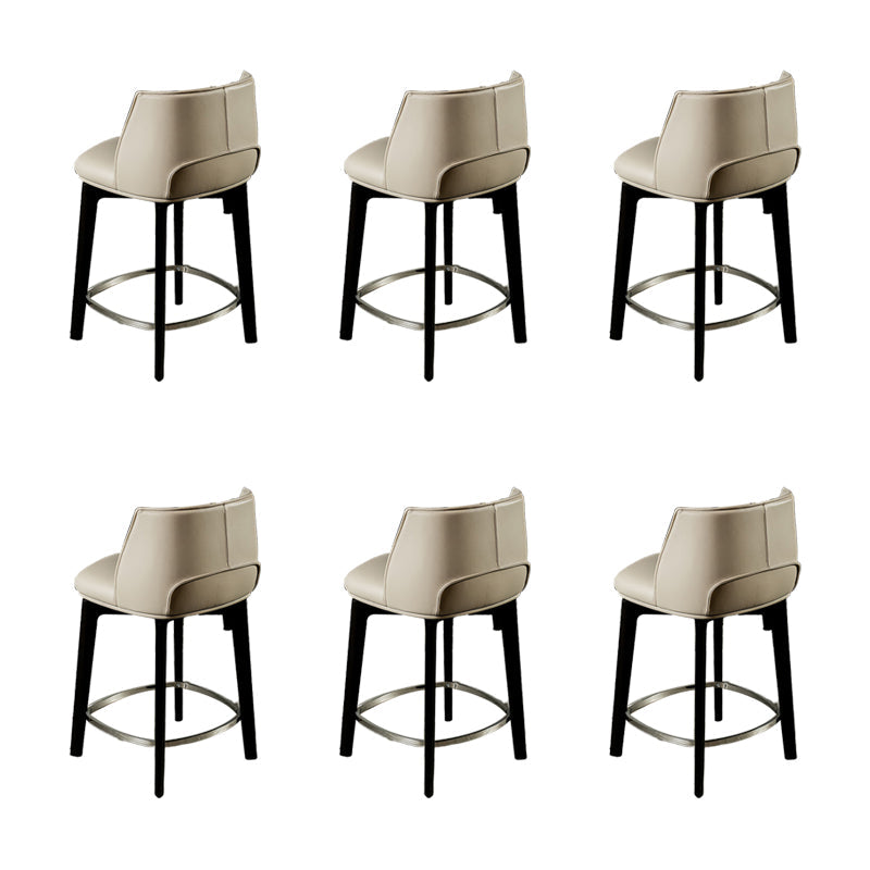 Industrial Style Counter Chair Wood Footrest Counter Stool for Restaurant Grey 6 Piece Set Clearhalo 'Bar Furniture' 'Bar Stools' 'bar_stools' 'furn' 'furn_bar_stools' 'Furniture' 'Kitchen & Dining Furniture' 7270014