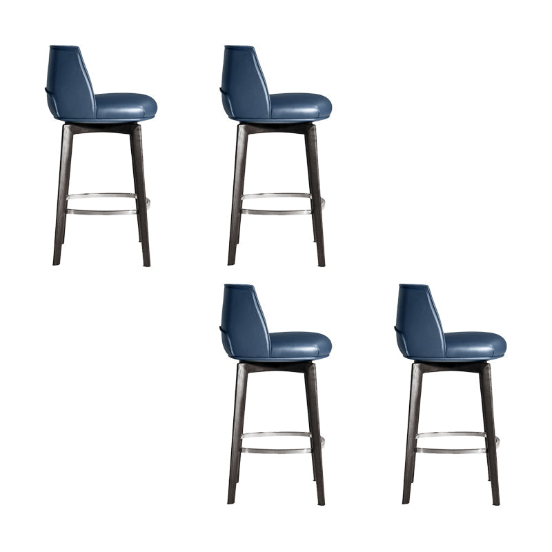 Industrial Style Counter Chair Wood Footrest Counter Stool for Restaurant Blue 4 Piece Set Clearhalo 'Bar Furniture' 'Bar Stools' 'bar_stools' 'furn' 'furn_bar_stools' 'Furniture' 'Kitchen & Dining Furniture' 7270022