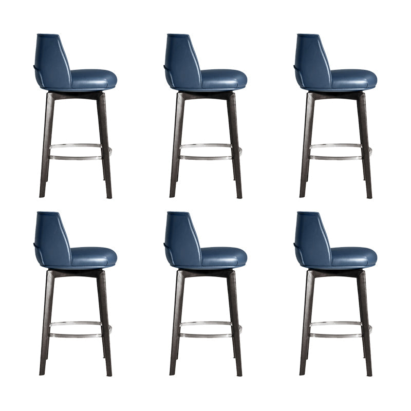 Industrial Style Counter Chair Wood Footrest Counter Stool for Restaurant Blue 6 Piece Set Clearhalo 'Bar Furniture' 'Bar Stools' 'bar_stools' 'furn' 'furn_bar_stools' 'Furniture' 'Kitchen & Dining Furniture' 7270024
