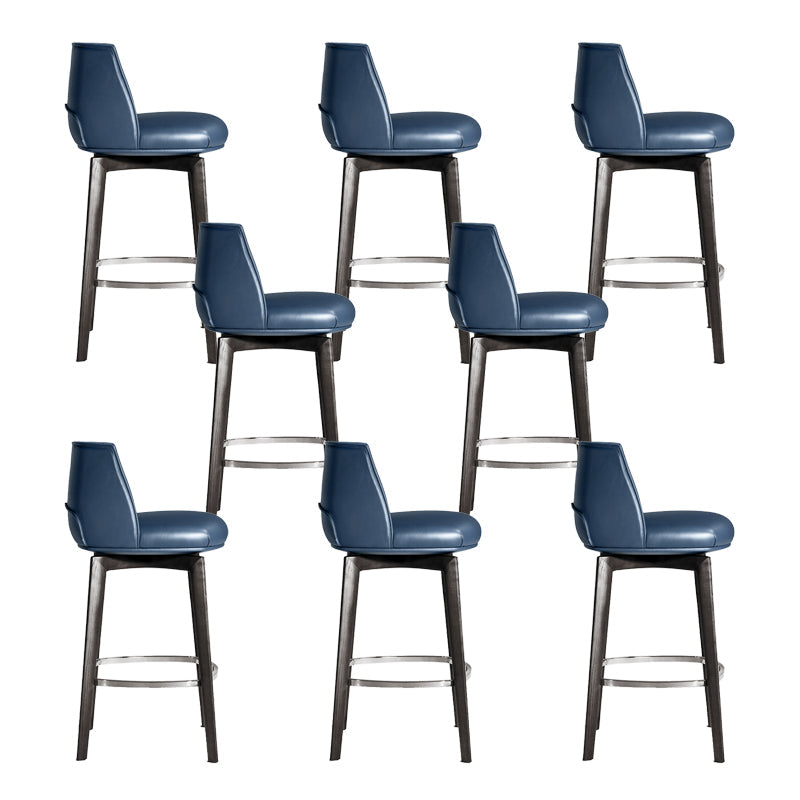 Industrial Style Counter Chair Wood Footrest Counter Stool for Restaurant Blue 8 Piece Set Clearhalo 'Bar Furniture' 'Bar Stools' 'bar_stools' 'furn' 'furn_bar_stools' 'Furniture' 'Kitchen & Dining Furniture' 7270026
