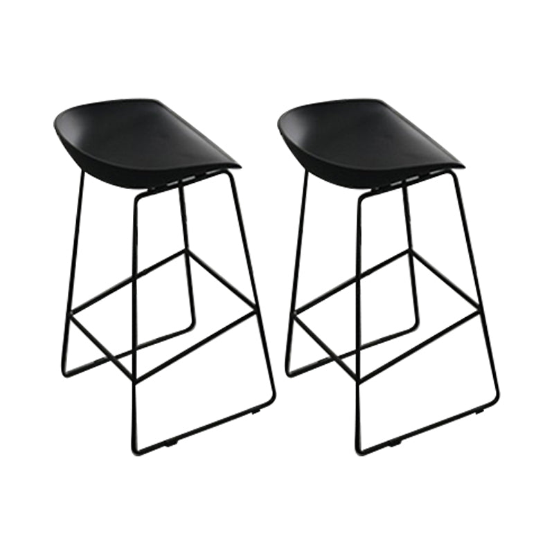 Glam Low Back Bar Stools Metal Dining Stools with Metal Base