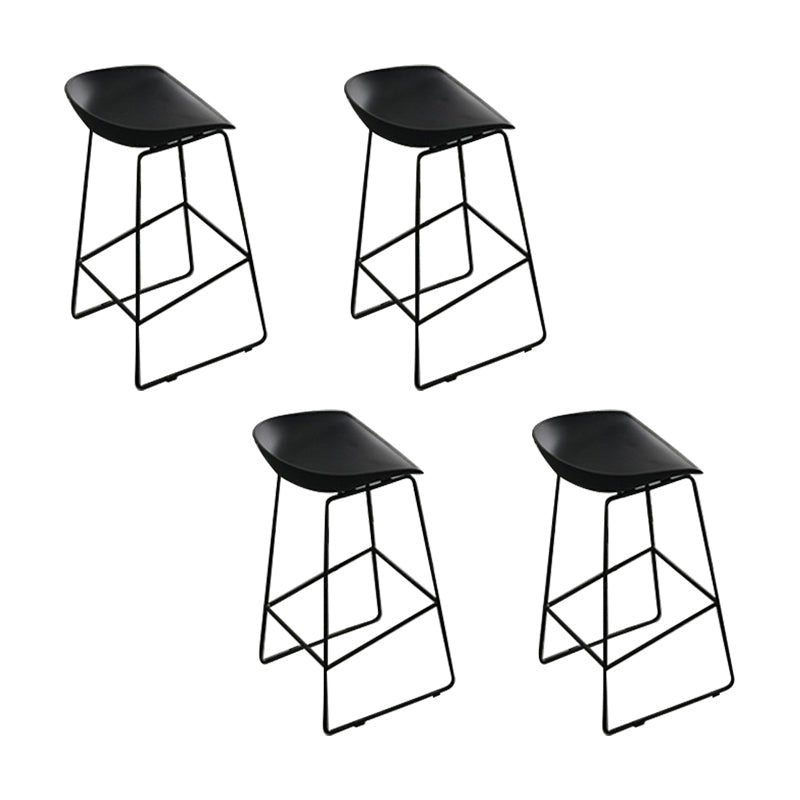 Glam Low Back Bar Stools Metal Dining Stools with Metal Base