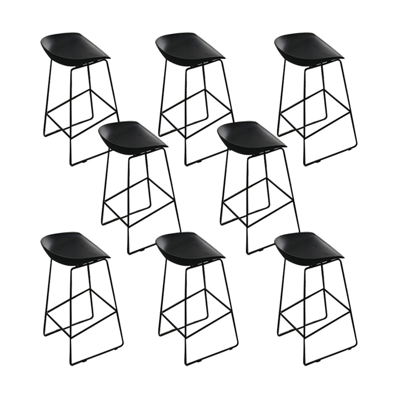 Glam Low Back Bar Stools Metal Dining Stools with Metal Base