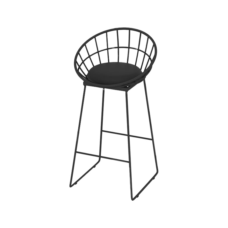 Glam Low Back Bar Stools Metal Dining Stools with Metal Base