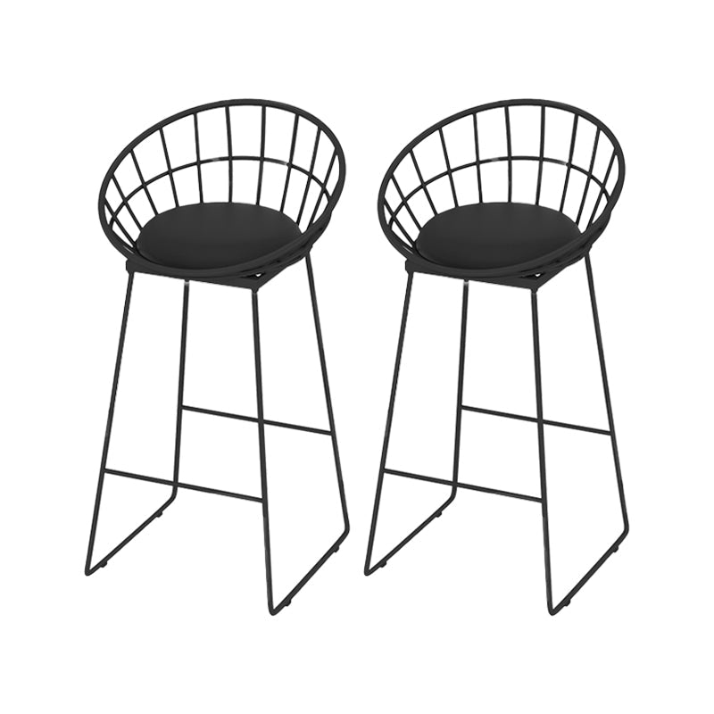 Glam Low Back Bar Stools Metal Dining Stools with Metal Base