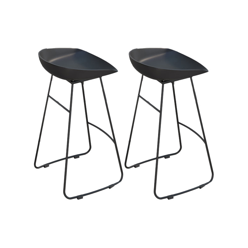 Glam Low Back Bar Stools Metal Dining Stools with Metal Base