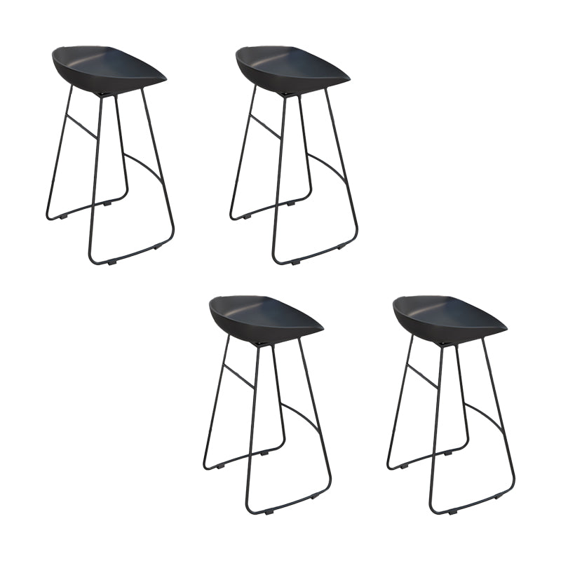 Glam Low Back Bar Stools Metal Dining Stools with Metal Base