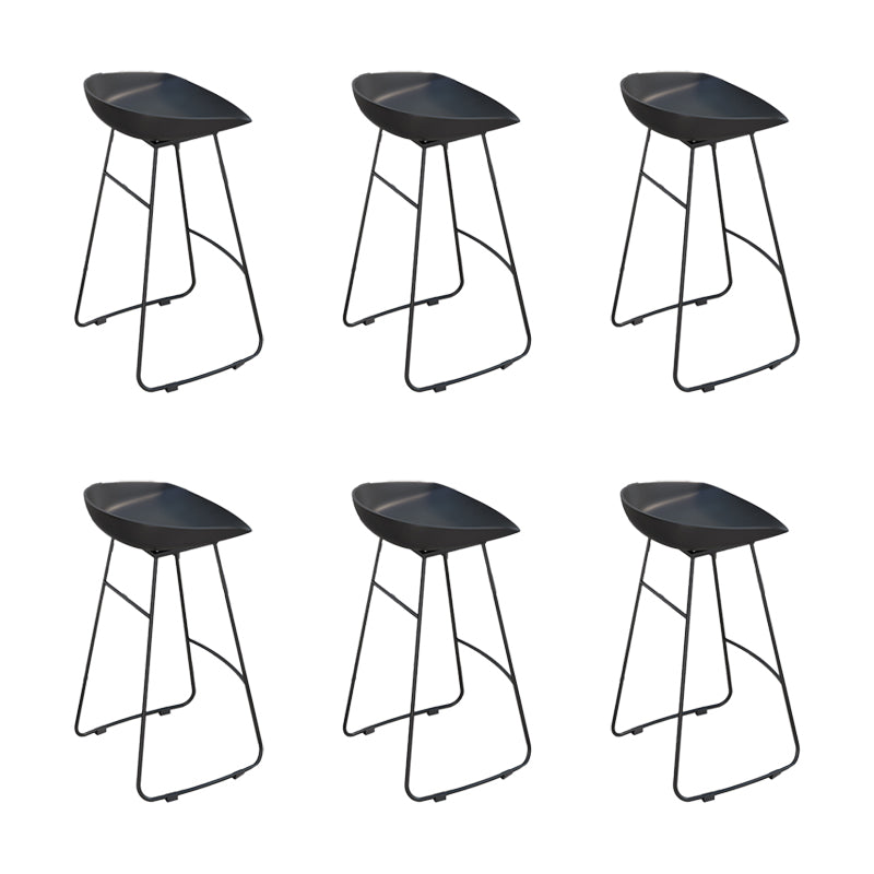 Glam Low Back Bar Stools Metal Dining Stools with Metal Base