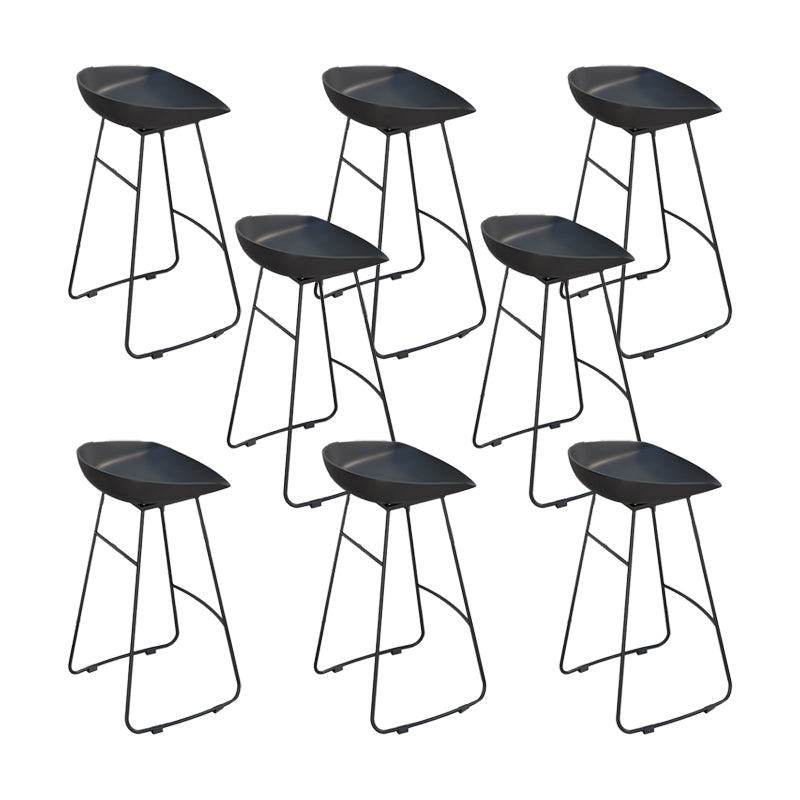 Glam Low Back Bar Stools Metal Dining Stools with Metal Base