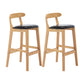 Upholstered Indoor Bar Stool Nordic Solid Wood Bar Stools with Natural Base