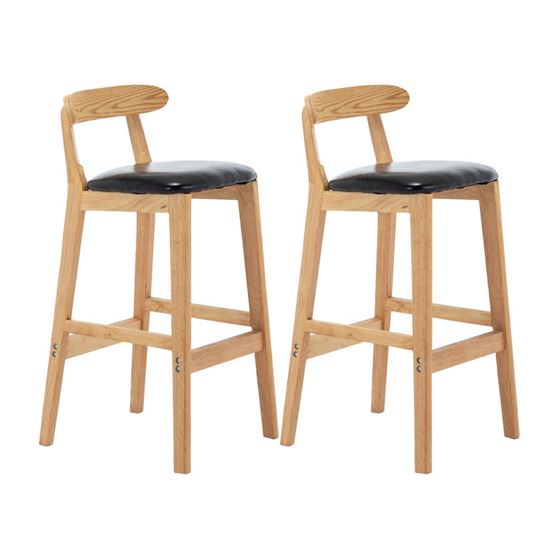 Upholstered Indoor Bar Stool Nordic Solid Wood Bar Stools with Natural Base