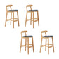 Upholstered Indoor Bar Stool Nordic Solid Wood Bar Stools with Natural Base