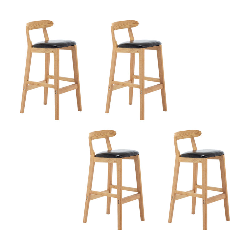Upholstered Indoor Bar Stool Nordic Solid Wood Bar Stools with Natural Base