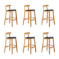 Upholstered Indoor Bar Stool Nordic Solid Wood Bar Stools with Natural Base