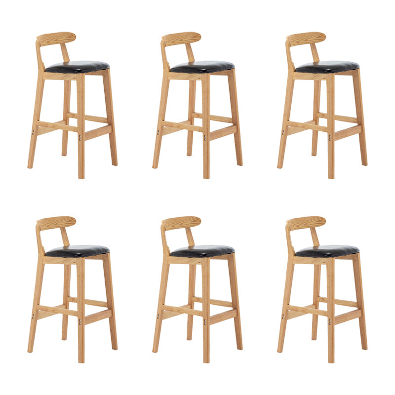 Upholstered Indoor Bar Stool Nordic Solid Wood Bar Stools with Natural Base