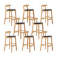 Upholstered Indoor Bar Stool Nordic Solid Wood Bar Stools with Natural Base