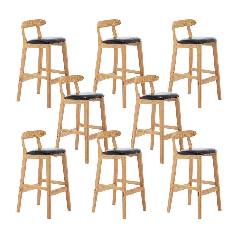 Upholstered Indoor Bar Stool Nordic Solid Wood Bar Stools with Natural Base